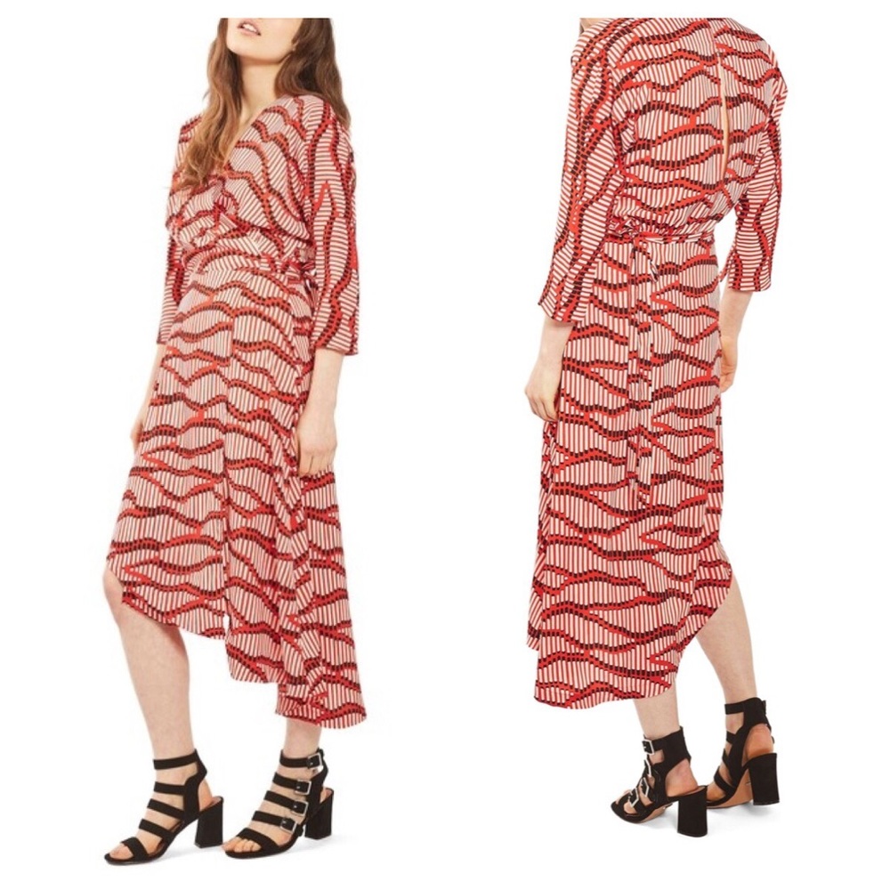 TOPSHOP Matchstick Print Wrap Dress